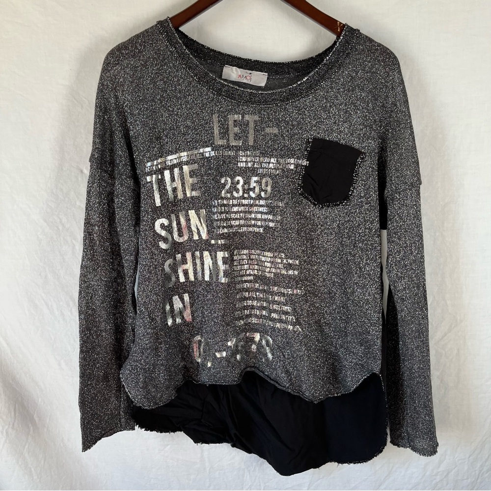 AMO Metallic mesh medium shirt made in Italy “let the sun shine in” almost sheer